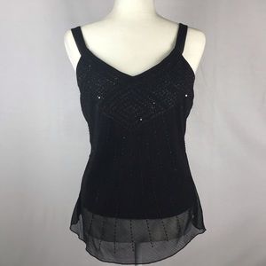 Large Black Sequined Tempted Tank Top